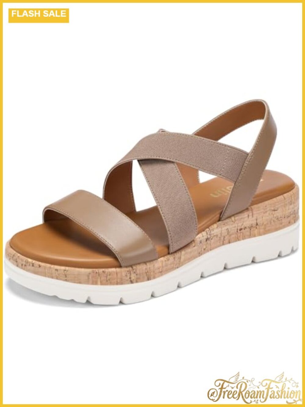 Faux Leather Wedge Sandals Open Toe Slip On Ankle Strap Platform Summer Dressy